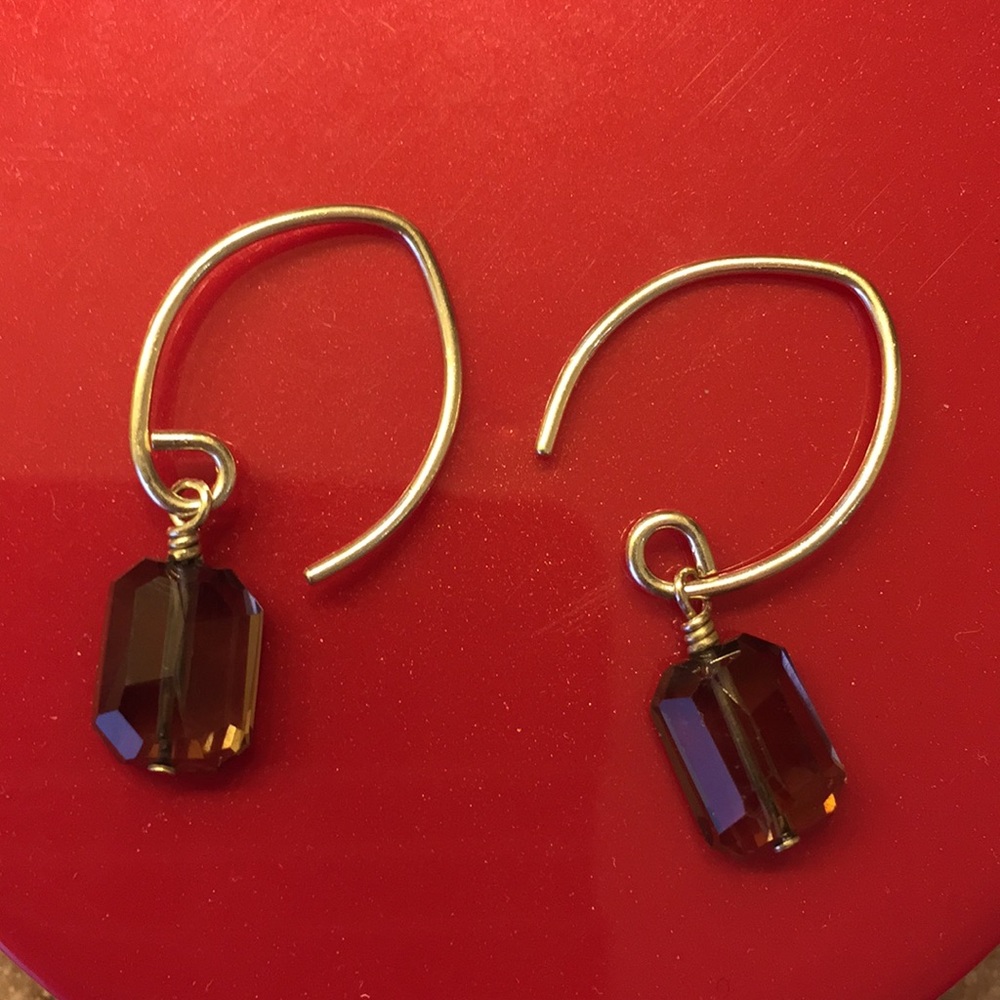Handmade .925 Silver Smokey Quarts Drop Earrings